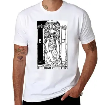 Нова тениска с изображение на Върховната жрици на Таро, потници в големи размери, летни дрехи, черна тениска, мъжки ризи