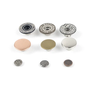 Месингови нокти-нитове с метално покритие за деним копчета с потребителски логото, нитове-копчета за дънки