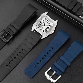 Гумена каишка за часовник Cartier Santos 100, лента за аксесоари, водоустойчив силикон гривна, обтегач 23 мм 20 мм