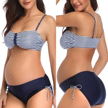 Бански-бикини с цветен модел за бременни, бански-танкини с принтом за бременни, дамски плажно облекло, бански костюм за бременни