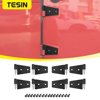 Декоративна капачка страничната линия вратата на колата от алуминиева сплав TESIN за Jeep Wrangler JK 2007-2017 Покриване на Врата на панти, Външни Аксесоари