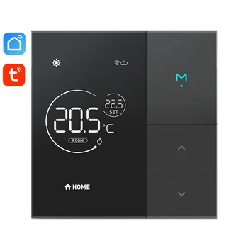 Регулатор на температурата на Hristo Водна електрическото подово отопление, Wifi ИН Превключвател на Led панел Черно Термостат за умни домове
