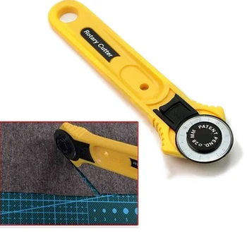 Инструменти за бродерия от кожа в жълт цвят с кръгъл нож, нож за антични шиене, плат за бродерия, инструмент за шиене, аксесоари за инструменти
