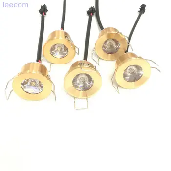мини-точков кухненски лампа 12v, хит на продажбите, 20 бр / лот, Led лампа за кабинет, 1 W, диаметър 31 мм, Dc12V, Златна рамка