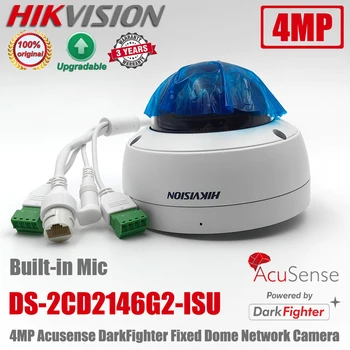 Оригиналната Куполна IP камера Hikvision DS-2CD2146G2-ISU 4MP POE IR DarkFighter AcuSense С Вграден микрофон