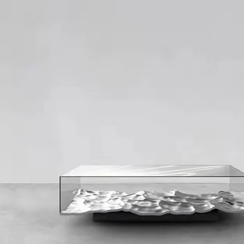 Художествена дизайнерски мебели от прозрачен квадратен от чаено маса от фибростъкло под формата на кристална маса