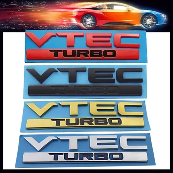 3D Премия VTEC TURBO предния Капак на автомобила Крило на багажника и Задната Табела За Стикер на предния капак с Емблема на Иконата на Стикер за Civic Jazz, CRV Accord City