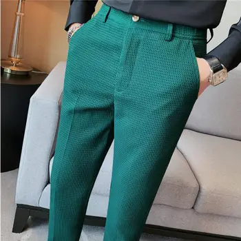 2023 Мъжки костюмные панталони Пролет-лято бизнес ежедневни панталони Мъжки модни Висококачествени обикновена тесни панталони Мъжки 28-36