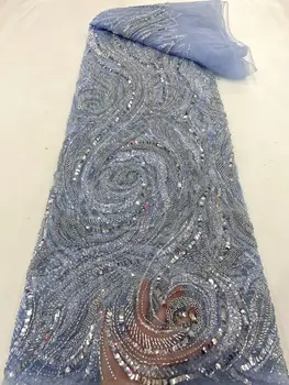 Черно френско тюлевое дантела с кристални мъниста, ръчно изработени за една вечерна рокля Dubai Mesh Материал окото 2023 г. Благородна африканска плат с пайети