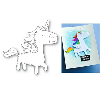 Изрежете метални печати Happy Unicorn за нов scrapbooking 2022, Подарък картичка в рамката за 