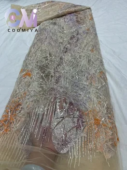 Coomiya нов списък луксозна сватбена рокля бродерия серия Европа луксозни тежки мъниста и пайети плат с високо качество
