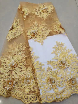 Висококачествено модерно Африканска лейси плат с цветни бродерии, пайети, Сетчатое тюлевое дантела за булчински рокли, Нигерийская кърпа 5 години