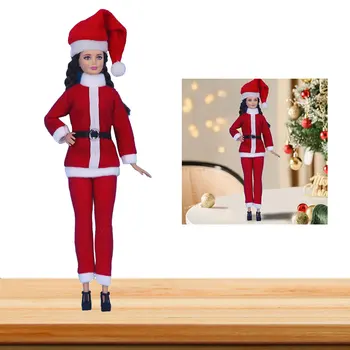 Празничен комплект дрехи елф Дядо Коледа, панталони, шапка, Коледен комплект дрехи елф, комплект дрехи Коледната кукла, Забавен Коледен подарък