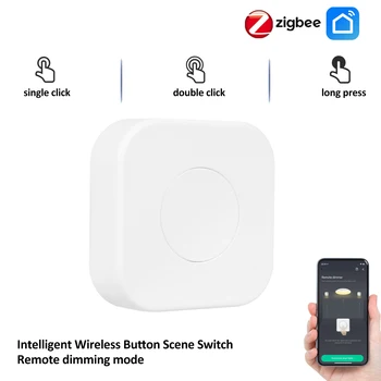 Z igBee 3.0 Умен бутон превключвател за безжична мини превключвател за автоматизация на дома, приложение за сцена, дистанционно управление, интелигентен ключ на светлината.