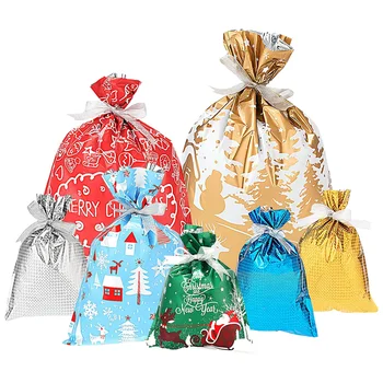 Торбички за опаковане на коледни подаръци, пакет за празнични предложения, пакет за опаковане на подаръци с панделки, пакет за опаковане на бонбони, пакет за коледни подаръци