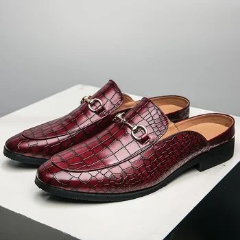 Сандали, мъжки обувки, однотонная модни и ежедневни градинска Лятна ежедневни обувки с крокодиловым модел, Метален обтегач, ниски обувки без закопчалка.