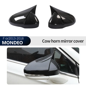 Капачка огледало за обратно виждане с ръка на вратата на колата е от въглеродни влакна Тампон етикети на странично огледало за Ford Mondeo/Fusion 2013 -2018