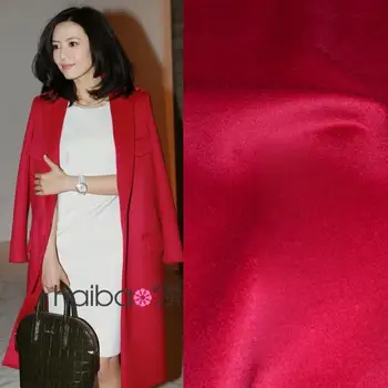 Зимна розово-червена двустранен гладка, висококачествена кашемирово-вълнена кърпа вълна палто яке плат за дрехи