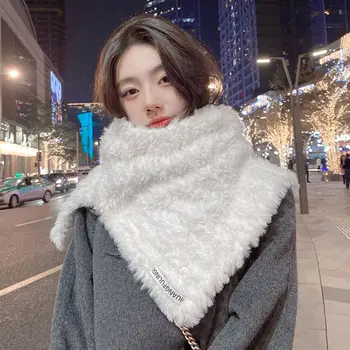 Жена зимен шал от премиум-клас, Корейската мода плюшен шейная шал копчета, топло калъф за шията и пончо с изкуствен яка, жена на шийката на носна кърпичка