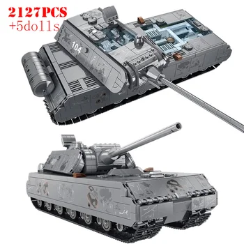 Военен тежък брониран танк вида на Мишка градивните елементи на Армейските технически танкове Пантера Втората световна война Оръжейните тухли, Детски Играчки, Подаръци