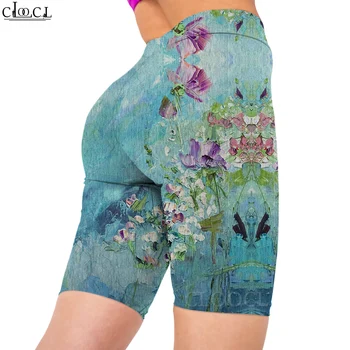 Дамски гамаши CLOOCL, реколта шорти с 3D принтом цветове, модни летни секси панталони за жени, спортни повдигащ за тренировки във фитнеса