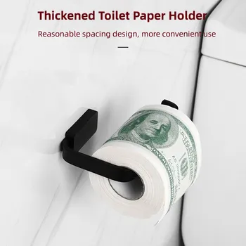 Титуляр на ролка тоалетна хартия от неръждаема стомана в банята, Стенен държач за кърпички Черно покритие на Аксесоари за баня
