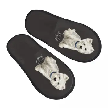Домашни чехли за кучета Westie West Highland White Terrier, дамски чехли от мека пяна с памет ефект, хотелски чехли-слипоны