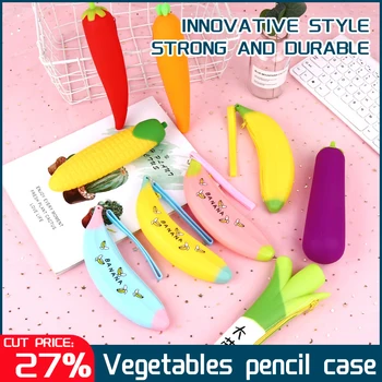 Креативен молив случай за зеленчуци, Сладки пеналы за студенти, Големи чанти за химикалки, Кутия за съхранение на канцеларски материали за момчета и момичета, голям капацитет