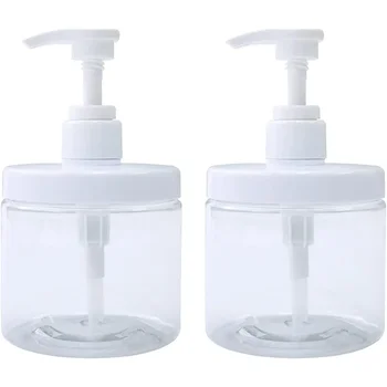 2 ЕЛЕМЕНТА 300/500/600 МЛ Пластмасова празна бутилка-помпа за еднократна употреба Кутии-опаковки, с широко гърло и Контейнери за душа в банята, за лосион, шампоан