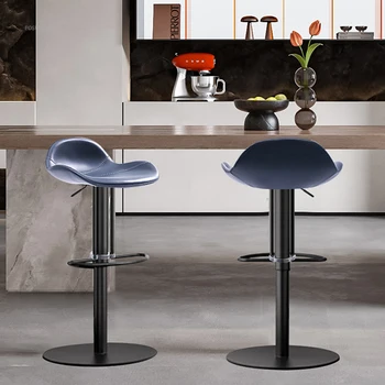 Дизайнерски бар столове от неръждаема стомана, Въртяща се стойка, столове за прием на гости, скандинавските високи столове за кухня, Домашен стол с повдигане на облегалката