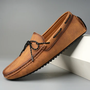 Мъжки кожени обувки, шапка 2024 - ежедневни и гъвкав бизнес ръчно изработени обувки, темпераментен лека и модерни обувки