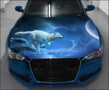Обвивка на предния капак на колата Wolf Пълноцветен винил стикер Стикер Хищник
