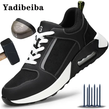 Защитни обувки на въздушна възглавница, Мъжки, Дамски работни обувки, Лека дишаща мъжка работна обувки, защитни работни ботуши със стоманени пръсти, защита от пробиви