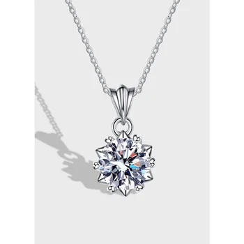 Колие на ключицата с отложено във формата на шестолъчната звезда от сребро S925 проба за жени, леки луксозни диамантени бижута mosan