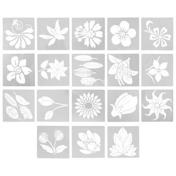 18 бр. Шаблони с цветя, пролетно-летния шаблон шаблон шаблон за изготвяне на листа, птици, за многократна употреба шаблони за рисуване с ръце