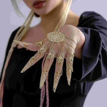 Пънк-готически гривна-ръкавици, бижута за ръка с външни нокти, Нокти на пръстите на краката, Прикованные веригата Гривни за жени