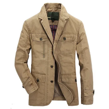 Пролет есен военен blazer jacket мъжки ежедневни памук се измива с палто армия bomber якета от деним, товари тренч плюс размер 5XL