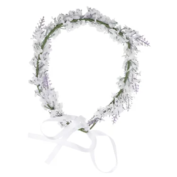 Превръзка на главата с цветя модел, цвете превръзка на главата, венец, цветя венец, превръзка на главата за сватбеното парти (бяла)