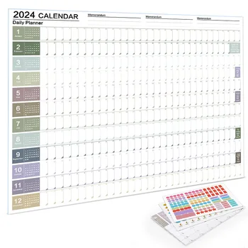 Календар на 2024 Година Дневен График за Планер Лист Сладък Стенен Календар Годишен Седмичен Годишен Планер Списък Организатор на Дневен ред Офис