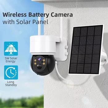 2K 4MP WIFI Слънчева PTZ IP Камера за Откриване на Човек Камера за Видеонаблюдение Със слънчев Панел, от 4000 ма За Зареждане на Li-Batterie