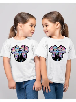 Детски дрехи Летни ежедневни тениски с образа на замъка на мечтите си с Мини Маус за малки момчета, тениска с къс ръкав 