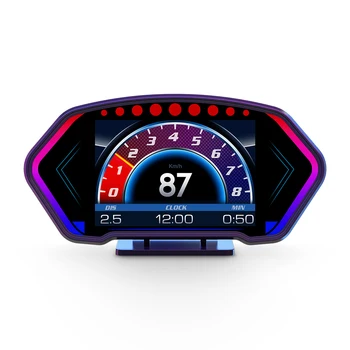 Авто HUD 6-Инчов LCD дисплей с Висока консумация на гориво, Висока оборота в минута, Аларма за Превишаване на Скоростта, Температурата на водата, Посоката на Компаса за Всички автомобили