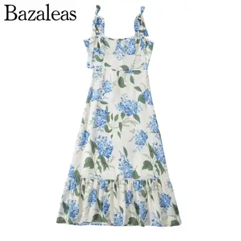 официален магазин bazaleas women трафика на Лятото Шифоновое рокля-прашка във френски стил Prairie Шик, Секси дамски официални рокли