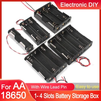 Корпус захранване 18650 от ABS-пластмаса, контейнер за батерии тип АА батерия, с 1 2 3 4 слота, кутия за съхранение на домашно батерии 18650 с тел