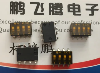 2 бр./лот Оригинален тайвански DIP-превключвател ECE ESD104LDZ с 4-битов пластир 2.54 мм с плосък циферблат