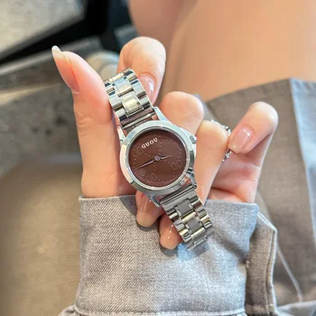 Изискан дамски часовник с прости темперамент, моден кварцов часовник с метална каишка, луксозни часовници за отдих и модерен дизайн, подарък часовник