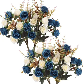 Изкуствени цветя, Букети от рози, пластмасови копринени сватбени декорации за външната търговия в Европа 