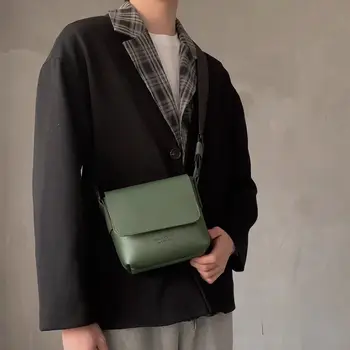 Висококачествена чанта за месинджър, мъжки текстурная квадратна чанта, дамски двойка, чанта през рамо, ретро-дива чанта на гърдите, чанта за мобилен телефон