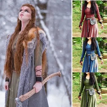 Средновековна рокля Бельо Макси рокля Винтажное рокля Елф-феи, Ренессансное келтско рокля викинга, готически дрехи, фантазийное бална рокля