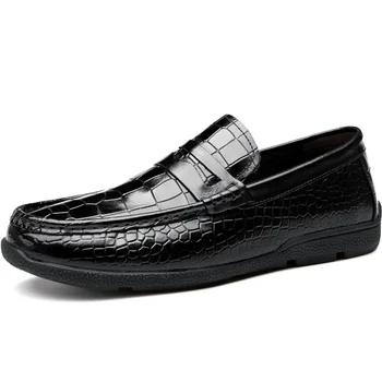 Мъжки кожени обувки, модни ежедневни обувки, дишаща мъжки обувки на плоска подметка, мокасини от естествена кожа, лоферы, мъжки обувки с високо качество за шофиране, Мъжки обувки